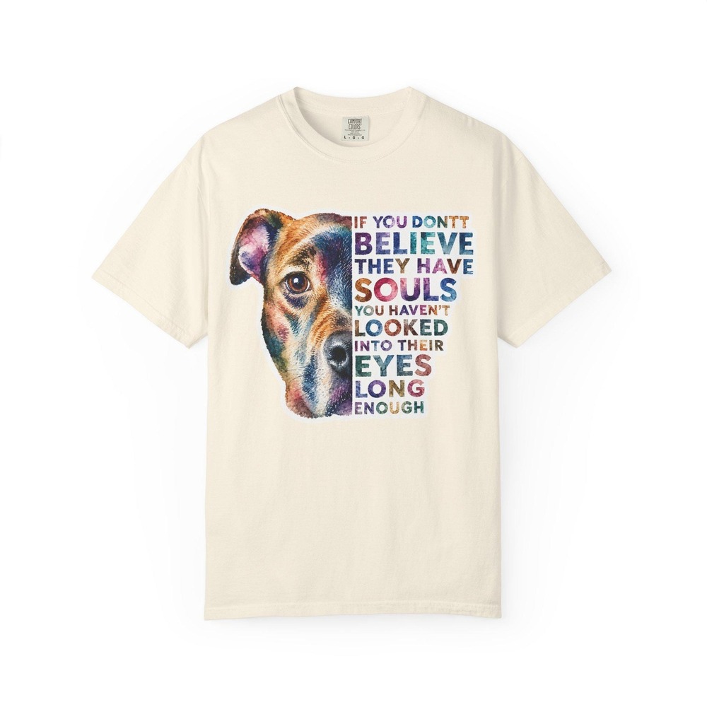 Comfort Colors 1717 Dog Lover Shirt Animal Rescue Souls Quote Tee Ivory Multi